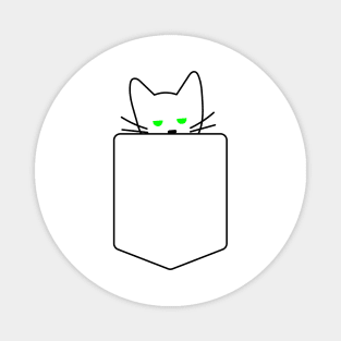 Green Eyed Cat In Pocket | One Line Drawing | One Line Art | Minimal | Minimalist Magnet